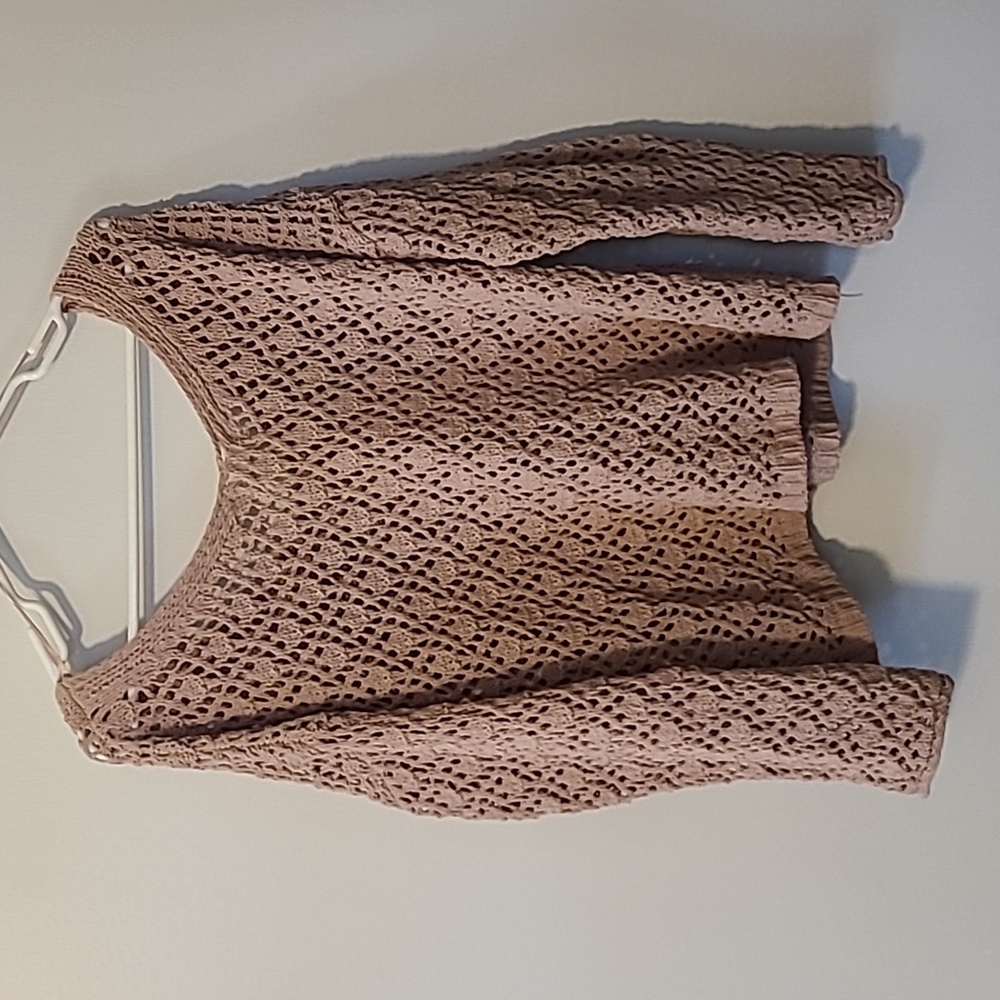 Nicole Miller Artelier pink crochet sweater - Picture 3 of 6